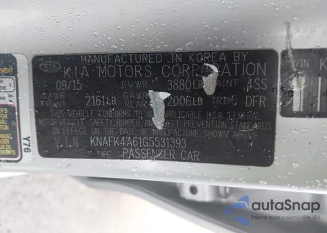2016 Kia Forte Lx z USA, uszkodzony, nr VIN KNAFK4A61G5531393